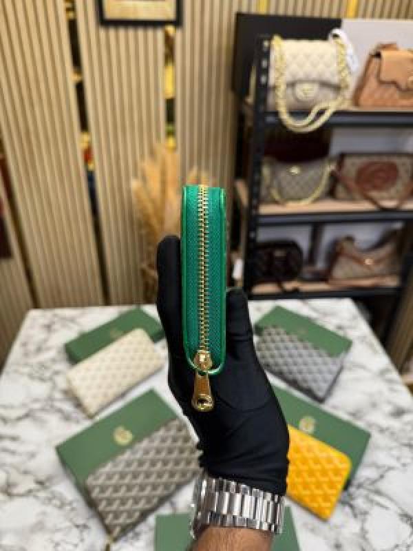 Goyar_d Matignon GM Signature Chevron Long Wallet With Box (Green) (AAA60017)