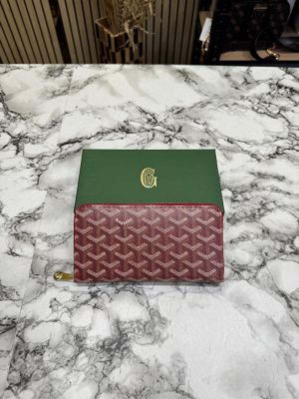 Goyar_d Matignon GM Signature Chevron Long Wallet With Box (Red) (AAA60017)
