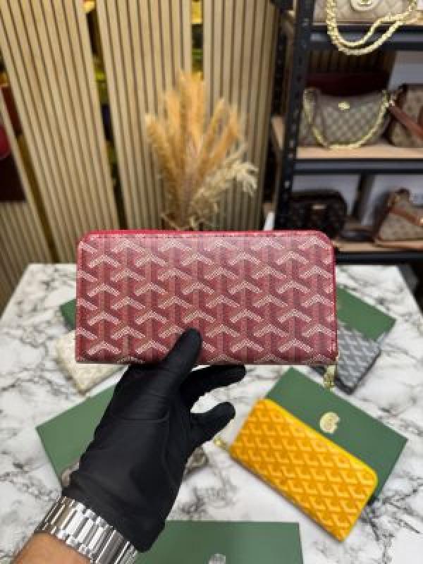 Goyar_d Matignon GM Signature Chevron Long Wallet With Box (Red) (AAA60017)
