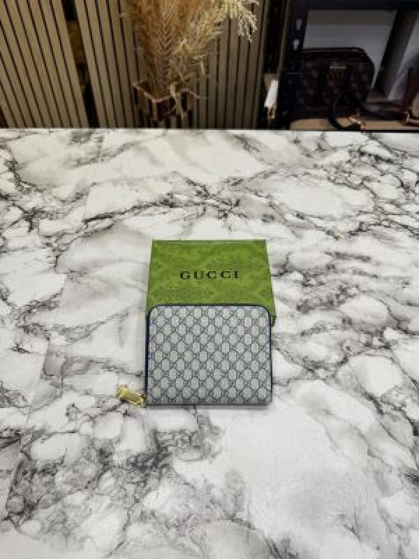 Gucc_i GG Monogram Zip-around With Box (Blue) (60067)