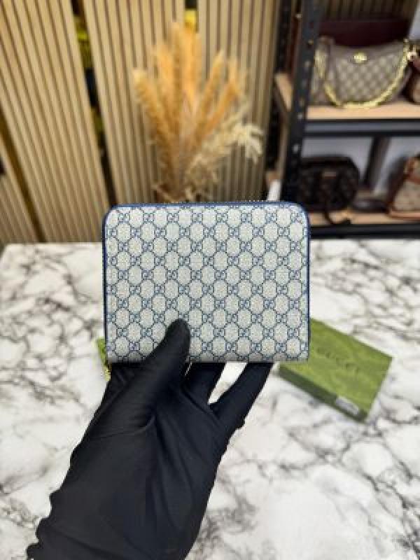Gucc_i GG Monogram Zip-around With Box (Blue) (60067)