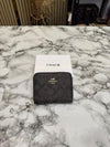 Coac_h Signature Monogram Zip-around Compact Wallet (Coffee) (60067)
