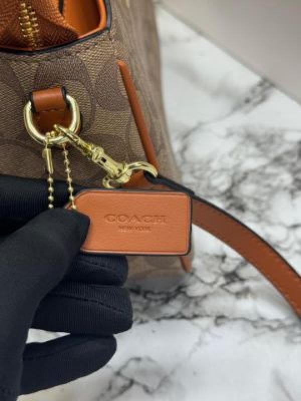 Coac_h Signature Monogram Leather Satchel Top Handle Bag With Box And Dust Bag Including Carry Bag (Apricot-3616)