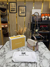 Michael Kor_s Signature Monogram Flap Satchel Bag With Crossbody Strap Including Magnetic Box And Dust Bag (Pink)