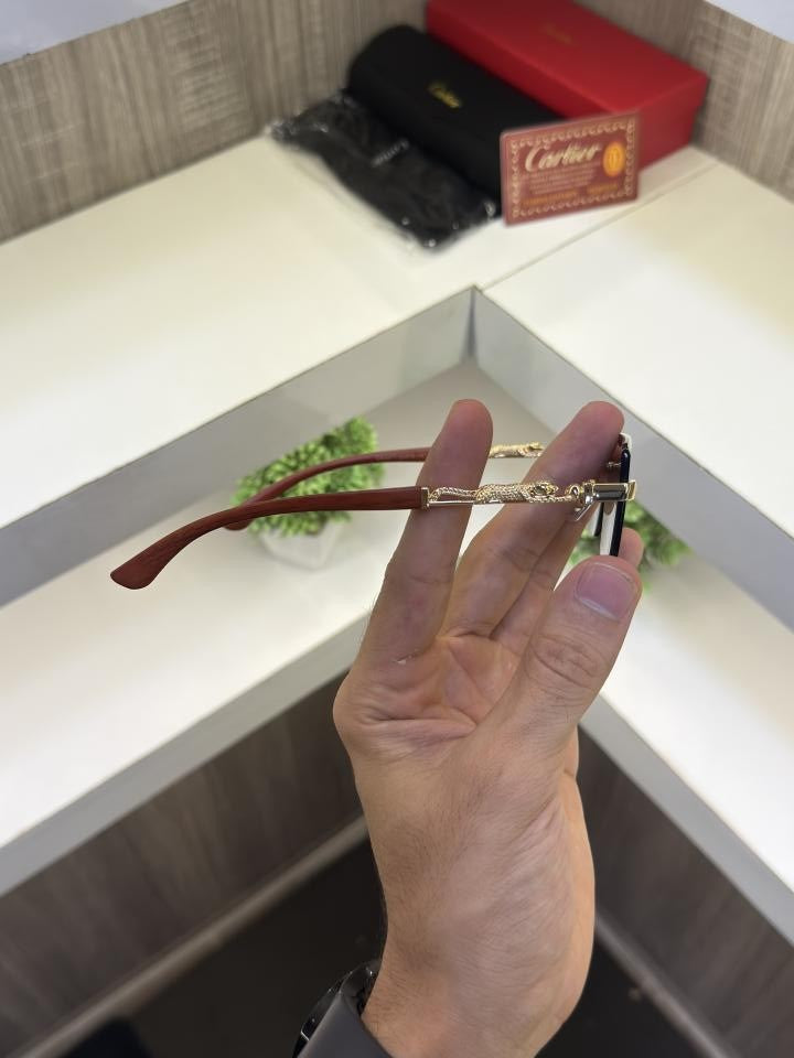 Cartie r 3077 Frameless Wooden stick sunglass ( Brown glass )