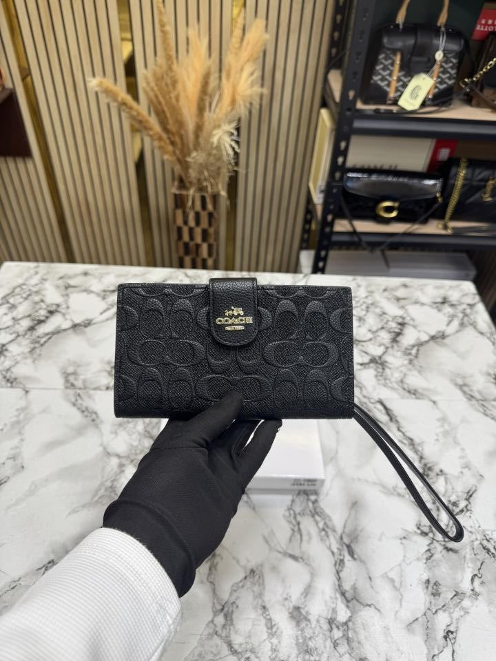 COAC_H PREMIUM TWO FOLD WALLET WITH BOX (10014-3 BLACK EMBOSSED)