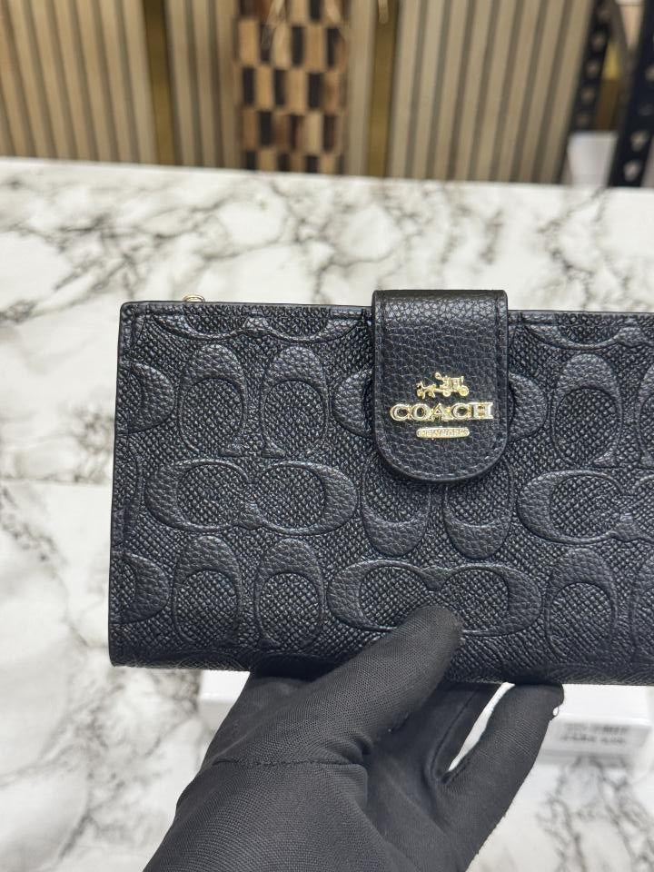 COAC_H PREMIUM TWO FOLD WALLET WITH BOX (10014-3 BLACK EMBOSSED)
