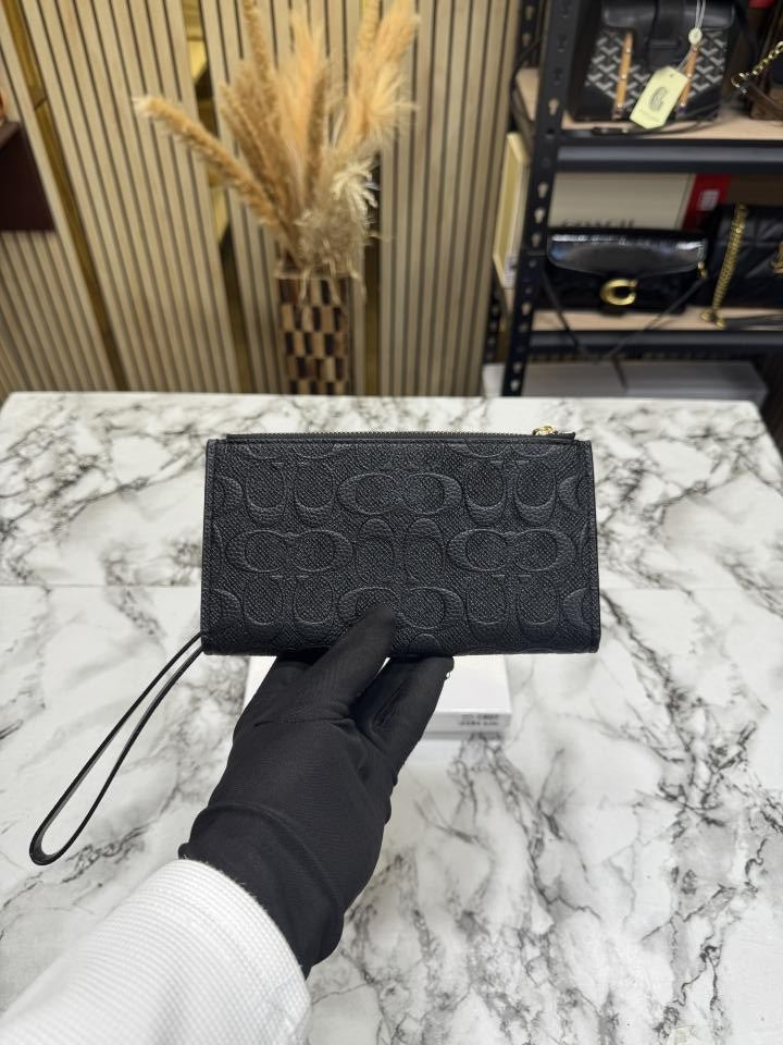 COAC_H PREMIUM TWO FOLD WALLET WITH BOX (10014-3 BLACK EMBOSSED)