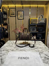 FEND_I LEATHER BOWLING HANDBAG WITH SLING PREMIUM QUALITY WITH DUST BAG (COFFEE BROWN) (V-202221)