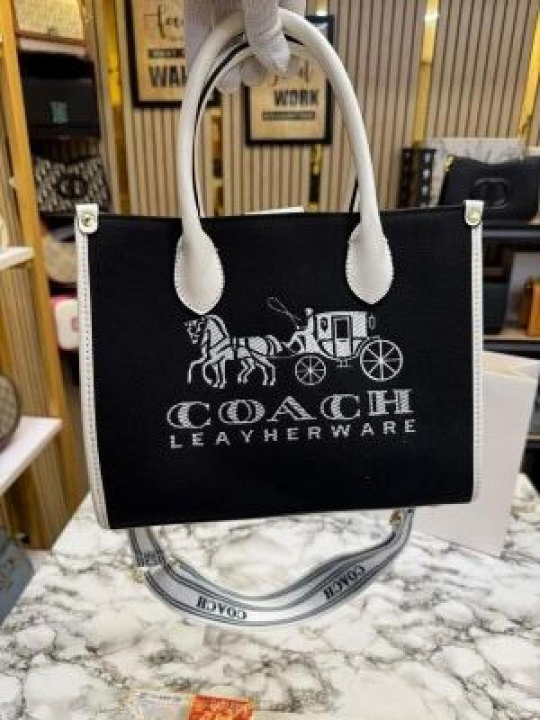 Coac_h Signature_Canvas_Shoulder_Bag_Tote_With_CarryBag_(Black)_(V-676399)