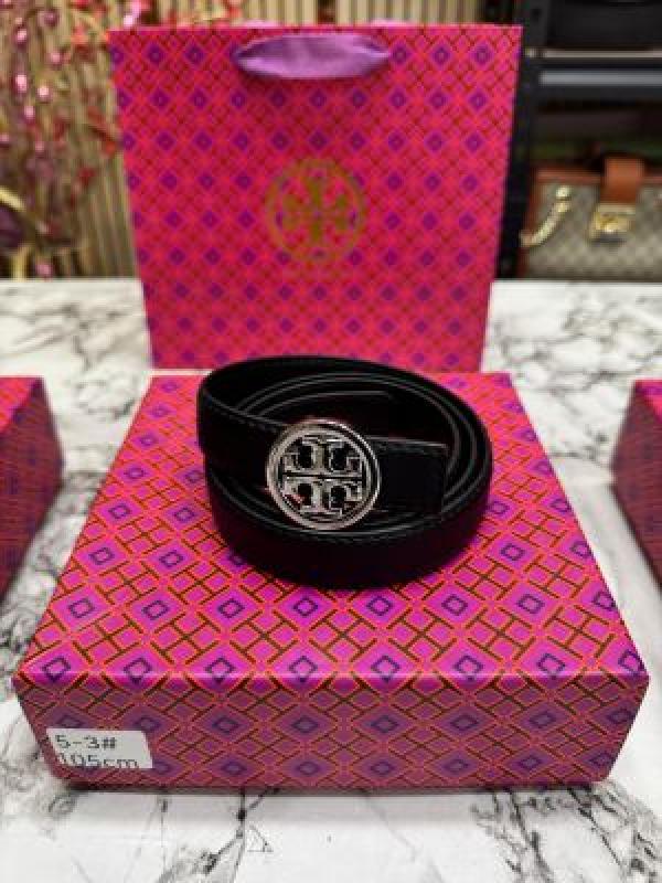 Tory Burc_h Black Leather Belt with Signature Silver Logo Buckle Includes box dust bag and carry bag (T5-3)