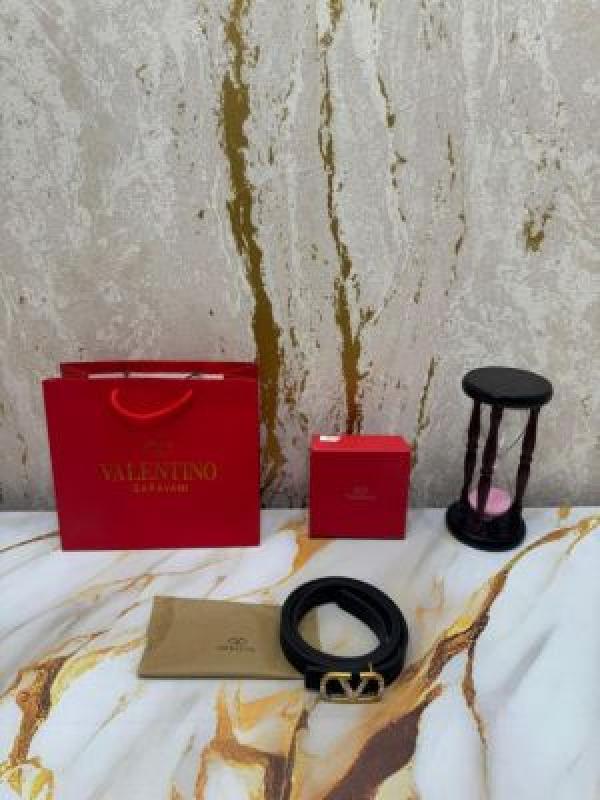 Valentin_o Garavani V-Shaped Premium Belt With Box Dust Bag Includes CarryBag (V43-Black)
