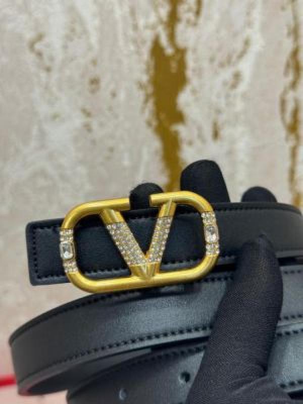 Valentin_o Garavani V-Shaped Premium Belt With Box Dust Bag Includes CarryBag (V43-Black)