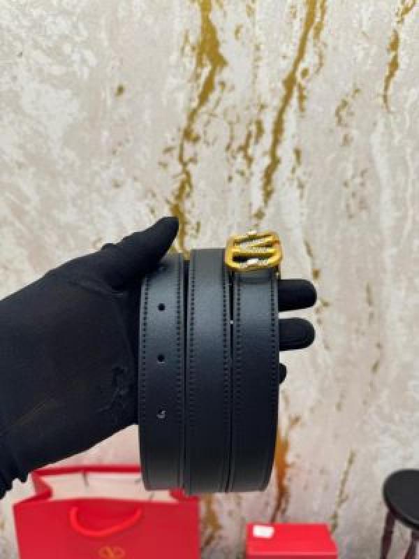 Valentin_o Garavani V-Shaped Premium Belt With Box Dust Bag Includes CarryBag (V43-Black)