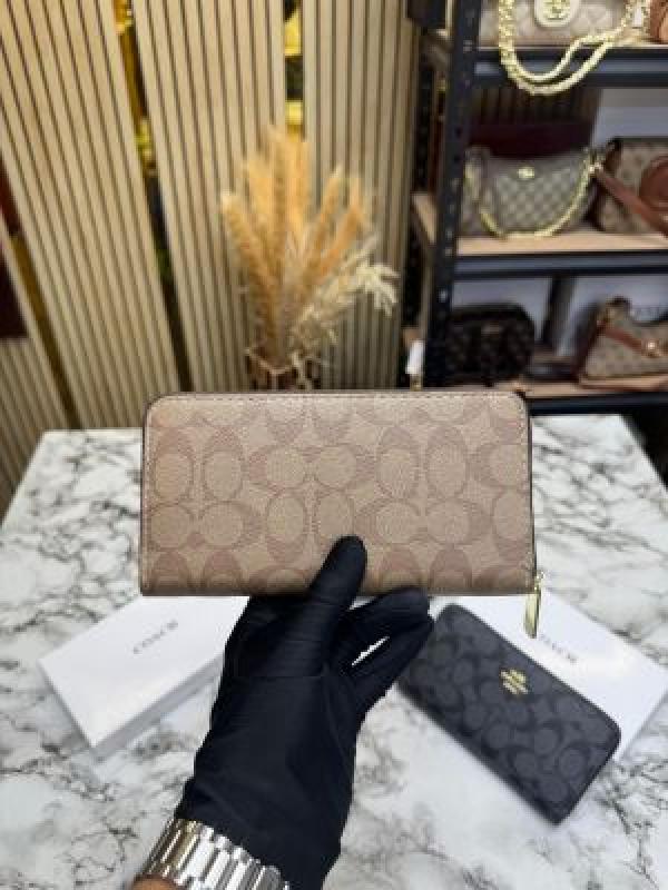Coac_h Signature Monogram Zip-around Long Wallet (Apricot) (60017)