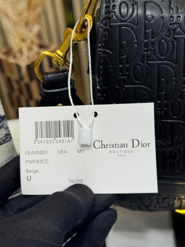 CHRISTIAN DIO_R SADDLE EMBOSSED WITH OG BOX AND DUST BAG PREMIUM QUALITY (BLACK) (V-D666)