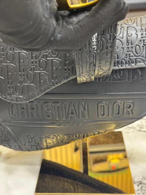CHRISTIAN DIO_R SADDLE EMBOSSED WITH OG BOX AND DUST BAG PREMIUM QUALITY (BLACK) (V-D666)