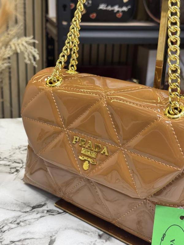 Prad_a Quilted Spectrum Shoulder Bag With Box And Dust Bag (V9861-1 Brown)