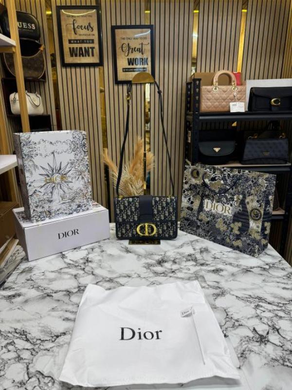 Christian Dio_r Montaign Oblique Shoulder Bag With Double Og Box And Dust Bag (V06757-Blue)