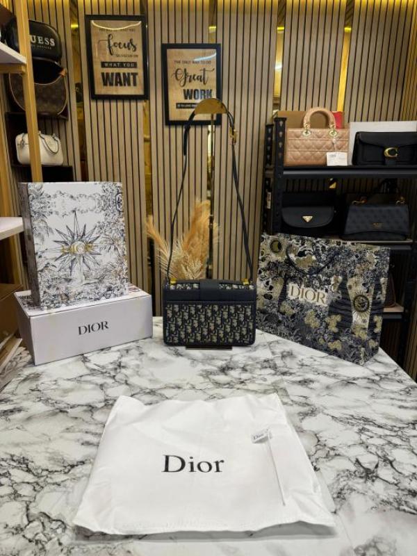 Christian Dio_r Montaign Oblique Shoulder Bag With Double Og Box And Dust Bag (V06757-Blue)