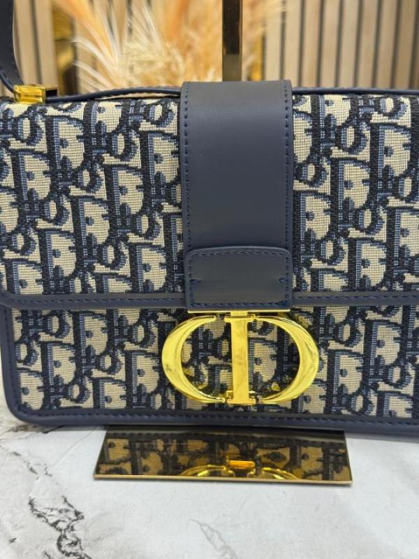 Christian Dio_r Montaign Oblique Shoulder Bag With Double Og Box And Dust Bag (V06757-Blue)