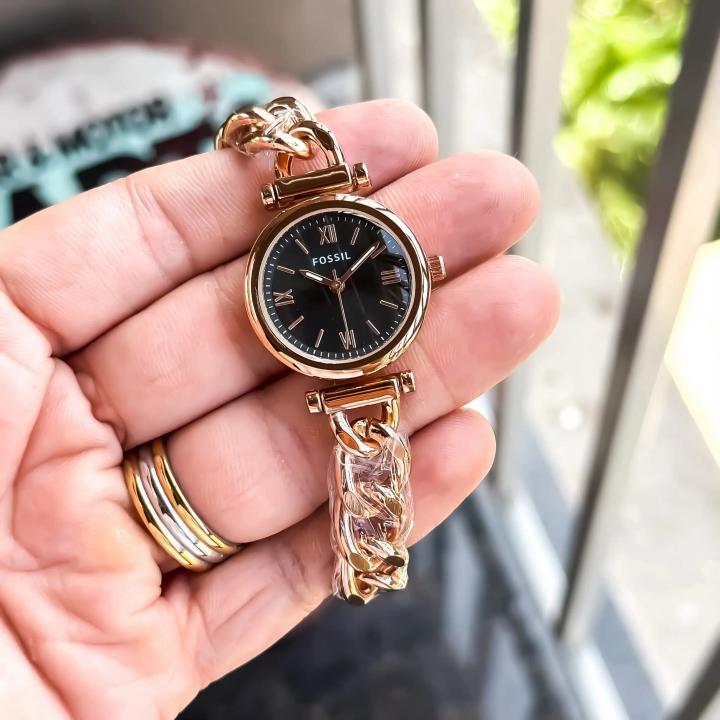 FOSSI_L LADIES ROSE GOLD BLACK LADIES WATCH