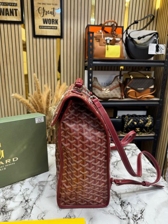Goyar d Alpin Goyar dian Printed nvas Backpack With Box And Dust Bag (Maroon)