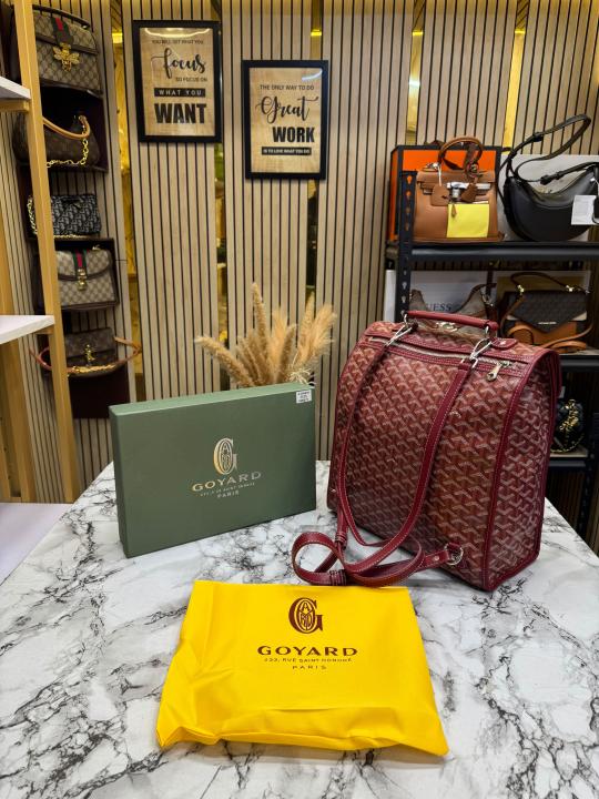 Goyar d Alpin Goyar dian Printed nvas Backpack With Box And Dust Bag (Maroon)