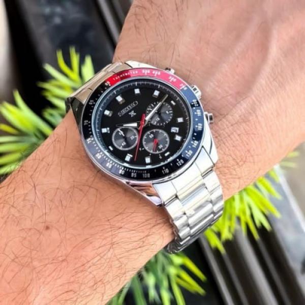 Seik_o Chronograph Silver Black