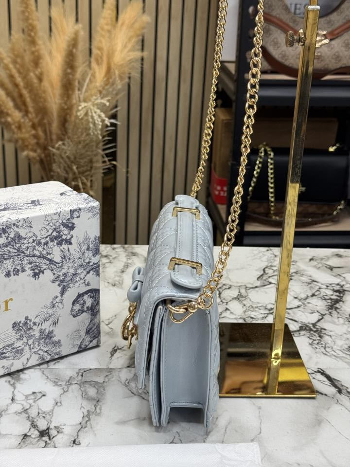 Dioxr Lady D-Joy Style Cannage Lambskin Leather Chain Shoulder Bag (blue) (2804)