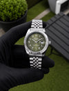 SEIK O MOD DATE JUST OLIVE GREEN ARABIC DIAL 672