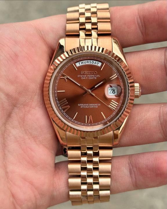 SEIK O MOD DAY DATE CHOCOLATE ROMANDIAL 673
