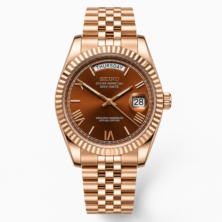 SEIK O MOD DAY DATE CHOCOLATE ROMANDIAL 673
