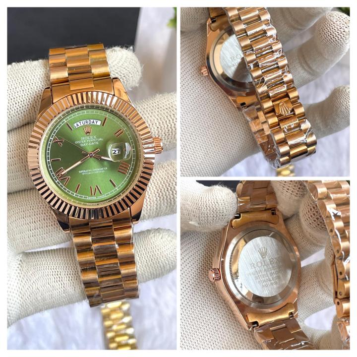 ROLEEX DAYDATE ROSEGOLD GREEN ROMAN DIAL AT299