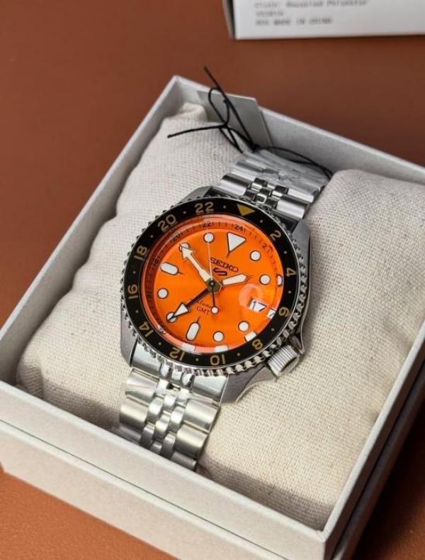 Seik o 5 GMT Orange Back Open W436