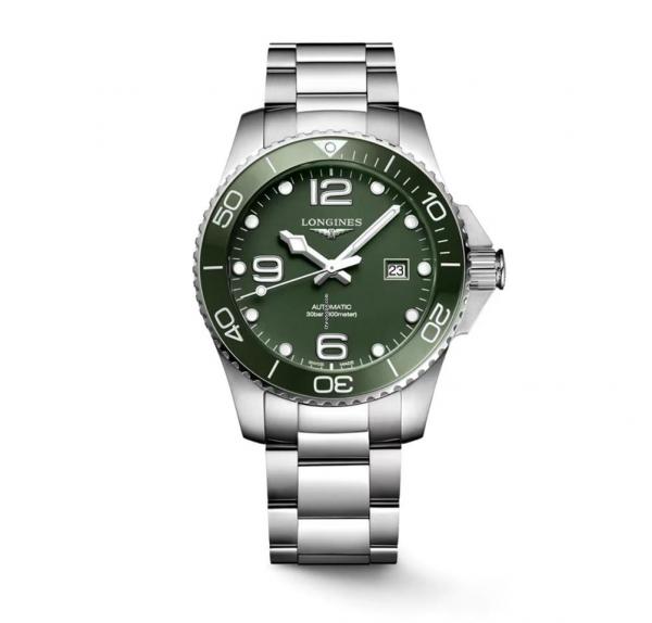 Longine Hydro conquest AUTO SILVER GREEN HVY 37