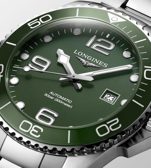 Longine Hydro conquest AUTO SILVER GREEN HVY 37