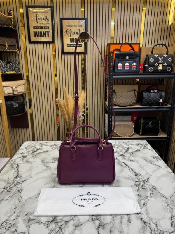 Prad Saffiano Galleria Handbag With Dust Bag (Purple)