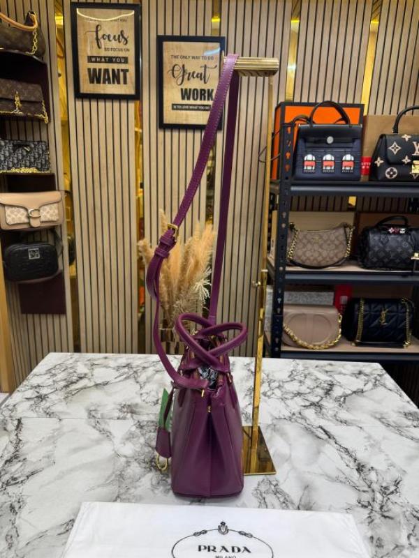 Prad Saffiano Galleria Handbag With Dust Bag (Purple)
