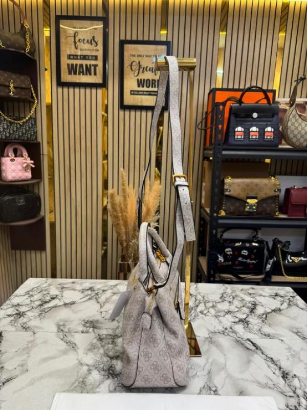 Guess Monogram Mini Satchel Crossbody Bag (CreamBeige)