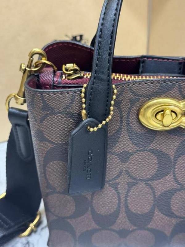 Coac Willow Monogram Canvas Mini Tote Bag With Coin Pouch Including Box And Dust Bag (Coffee) (5820)