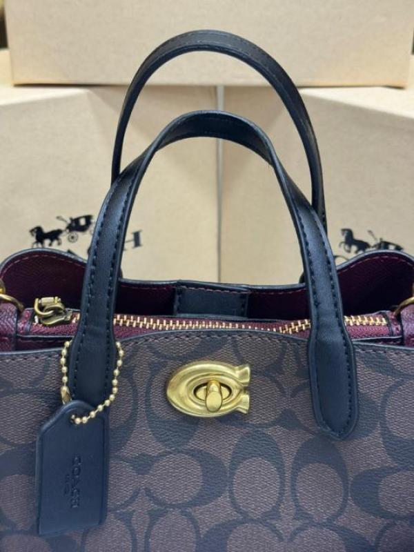 Coac Willow Monogram Canvas Mini Tote Bag With Coin Pouch Including Box And Dust Bag (Coffee) (5820)
