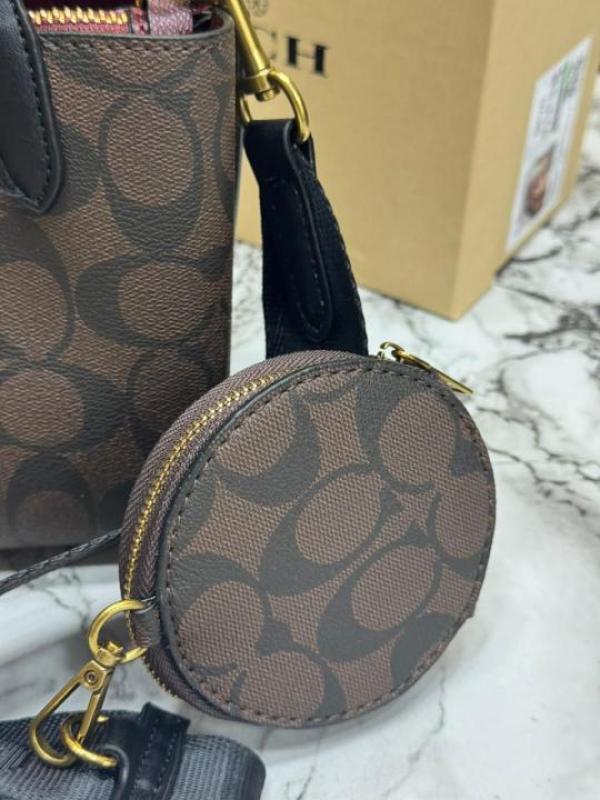 Coac Willow Monogram Canvas Mini Tote Bag With Coin Pouch Including Box And Dust Bag (Coffee) (5820)