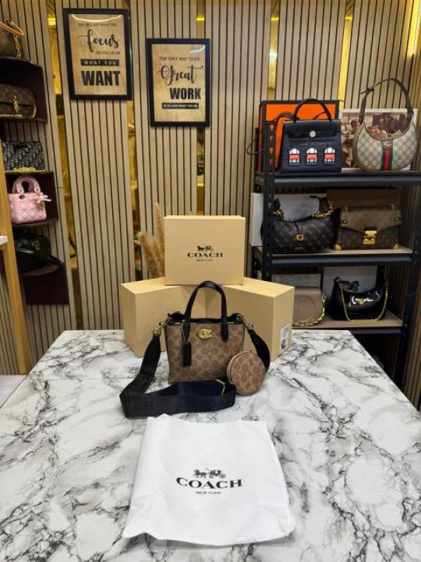 Coac Willow Monogram Canvas Mini Tote Bag With Coin Pouch Including Box And Dust Ba apricot) (5820)