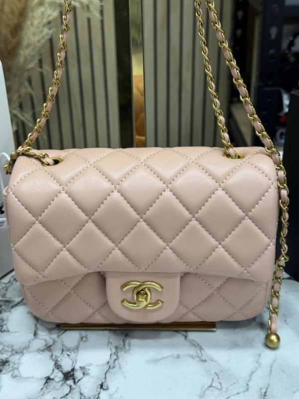 Chane Quilted Classic Flap Mini Bag with Og Double box And Dust Bag (6612-pink)