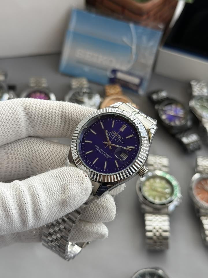 Seik o mod date just Blue W447