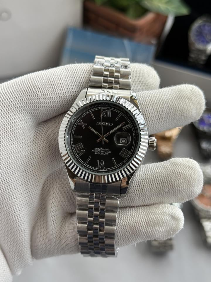 Seik o mod date just roman black W448