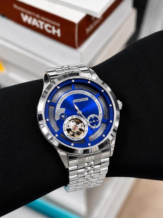 Cartie 21 Automatic Open Heart Skeleton Blue
