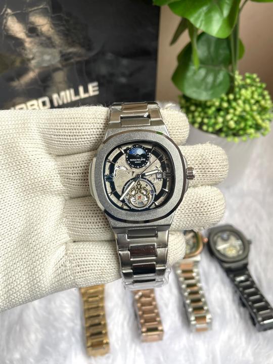 PATEK PHILIIPPE SUN SILVER BLACK DIAL AT456