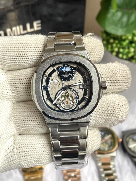 PATEK PHILIIPPE SUN SILVER BLACK DIAL AT456